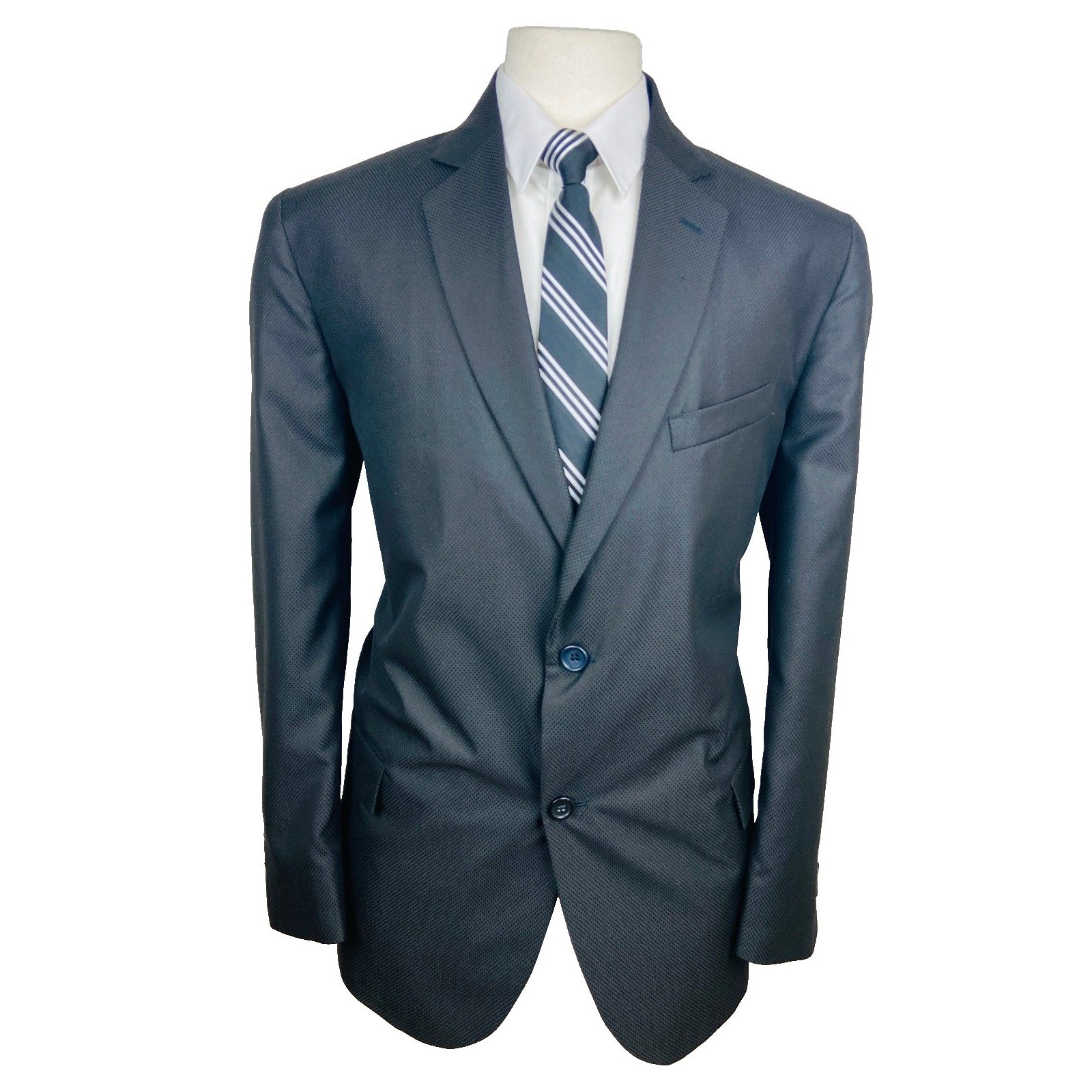 Calata Calabritto Italy Mens 44r Black Diamond Blazer Sport Coat Suit Jacket